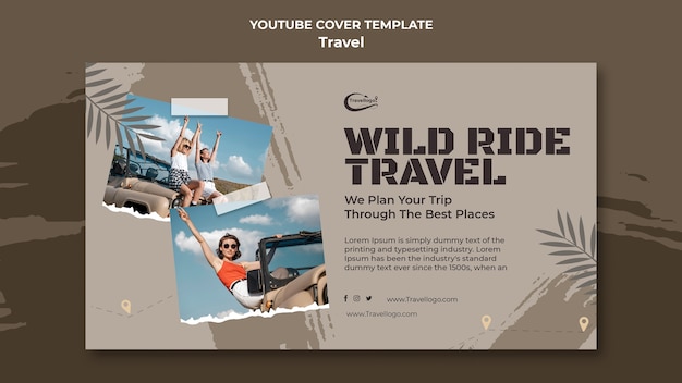 Free PSD flat design traveling concept youtube cover