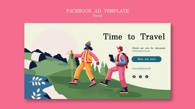 Free PSD flat design traveling  facebook template