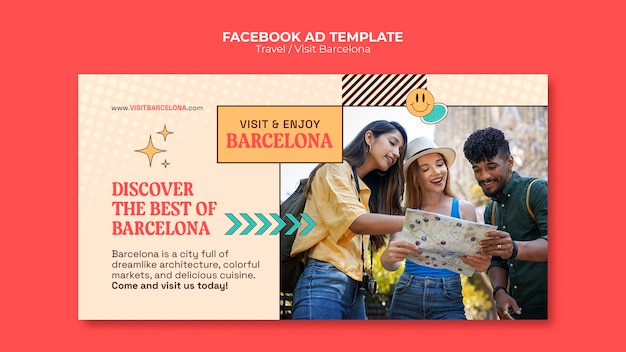 Flat design traveling facebook template