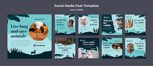 Flat design traveling instagram posts template