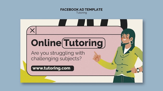 Free PSD flat design tutoring job facebook template