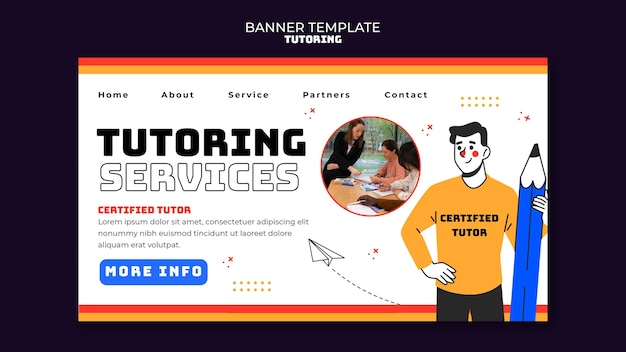 Free PSD flat design tutoring job landing page