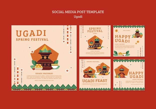 Free PSD flat design ugadi template