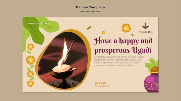 Free PSD flat design ugadi template