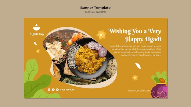 Free PSD flat design ugadi template