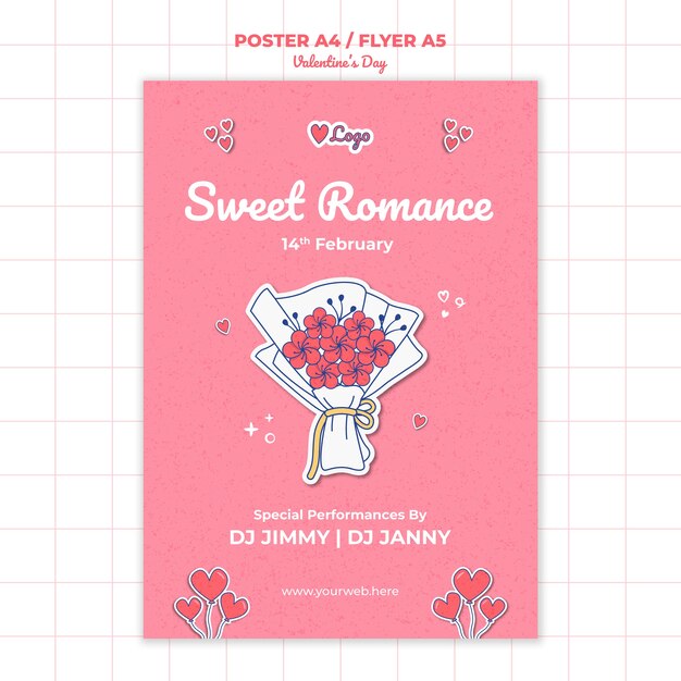 Flat design valentine's day poster template