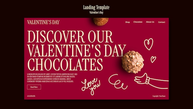 Free PSD flat design valentine's day template design