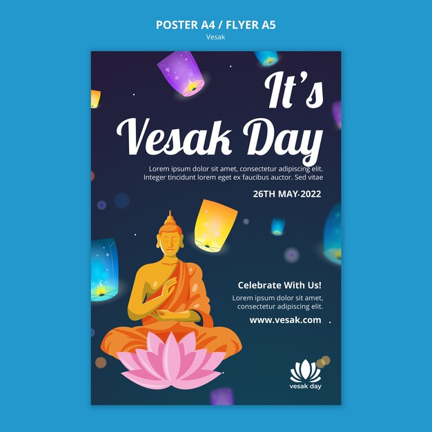 Flat design vesak poster template