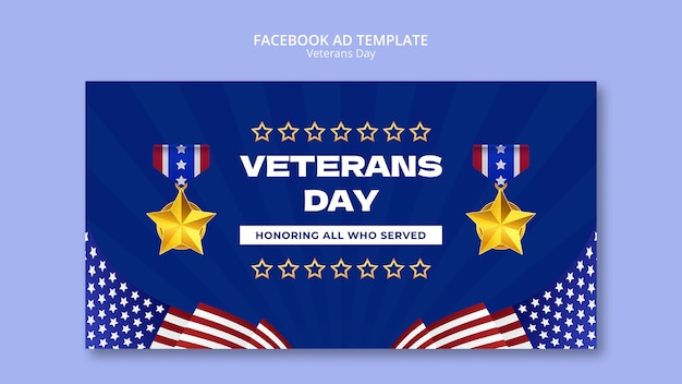 Free PSD flat design veterans day template