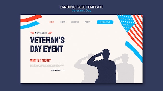 Free PSD flat design veterans day template