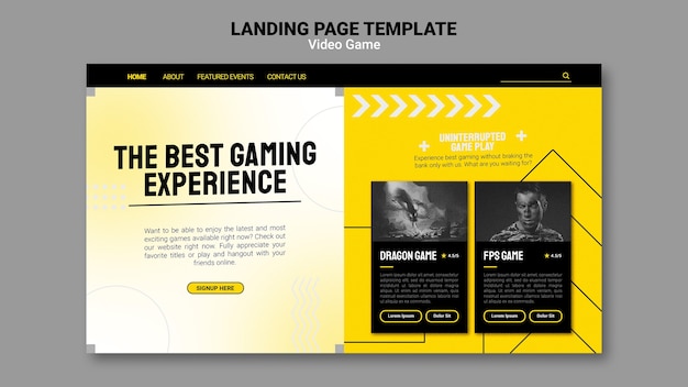 Free PSD flat design video games template