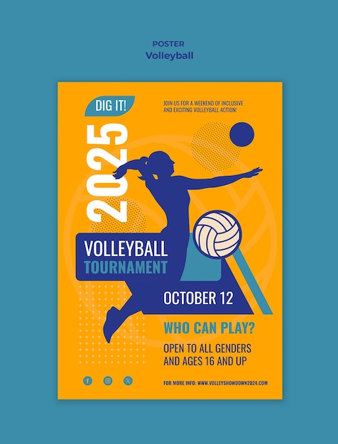 Free PSD flat design volleyball game template