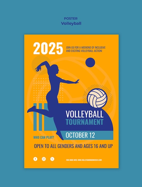 Free PSD flat design volleyball game template