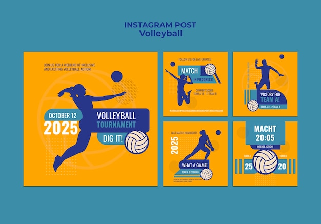 Flat design volleyball game template