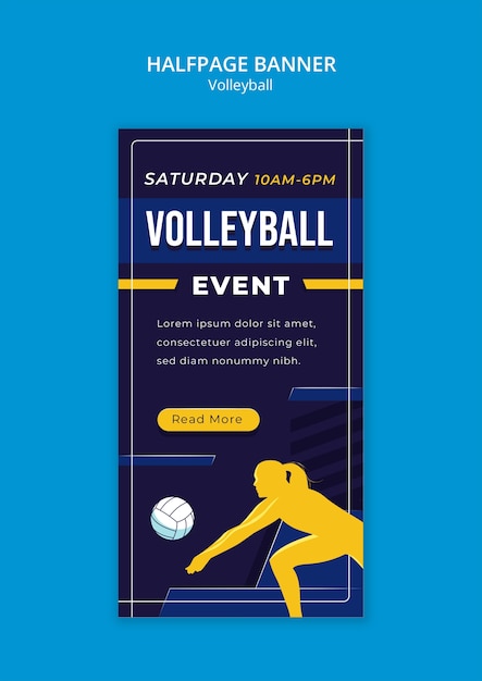 Free PSD flat design volleyball game template