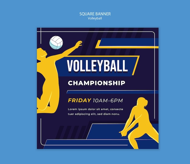 Free PSD flat design volleyball game template