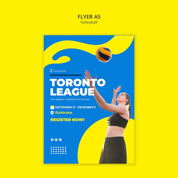 Free PSD flat design volleyball game template