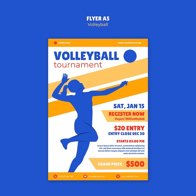 Free PSD flat design volleyball game template