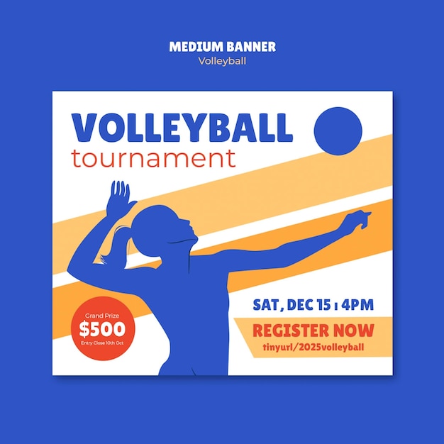 Free PSD flat design volleyball game template