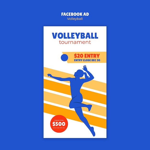 Free PSD flat design volleyball game template