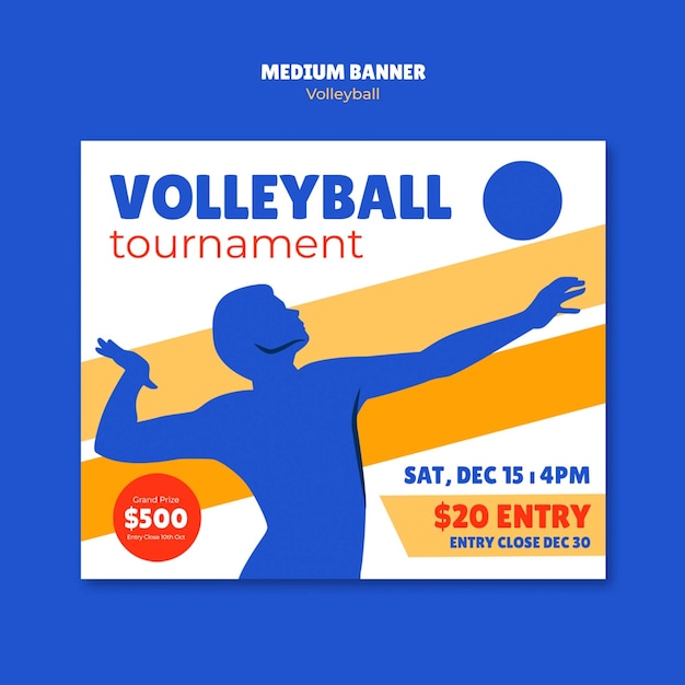 Free PSD flat design volleyball game template