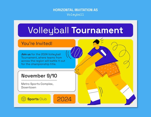 Free PSD flat design volleyball game template