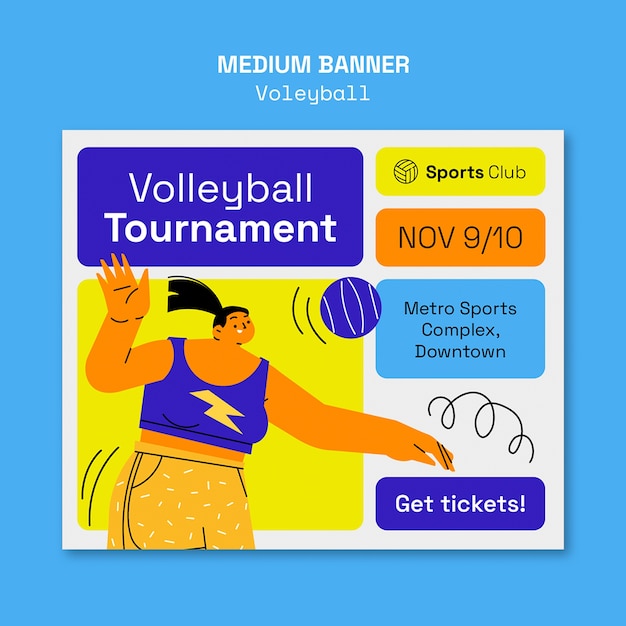 Flat design volleyball game template