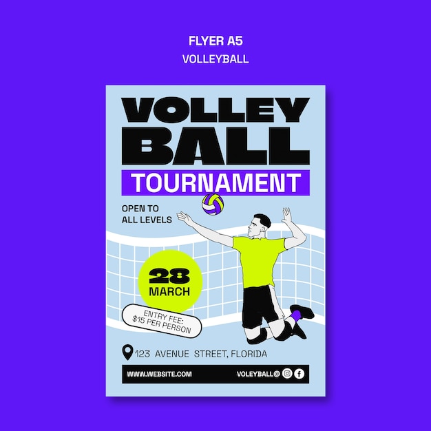 Free PSD flat design volleyball game template