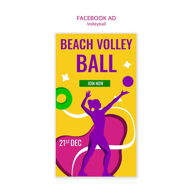 Free PSD flat design volleyball game template