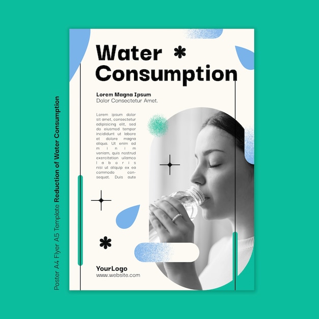 Free PSD flat design water charity template