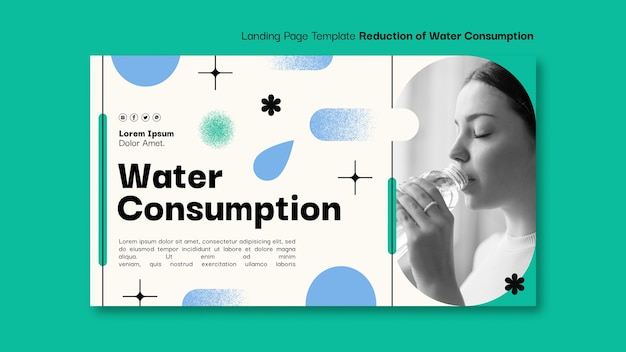 Free PSD flat design water charity template