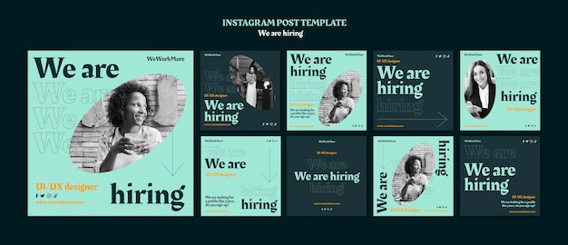 Free PSD flat design we are hiring template