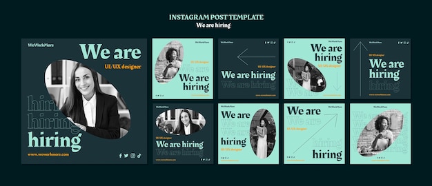 Free PSD flat design we are hiring template