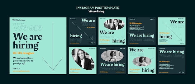 Free PSD flat design we are hiring template