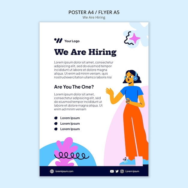 Flat design we are hiring template