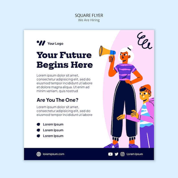 Free PSD flat design we are hiring template