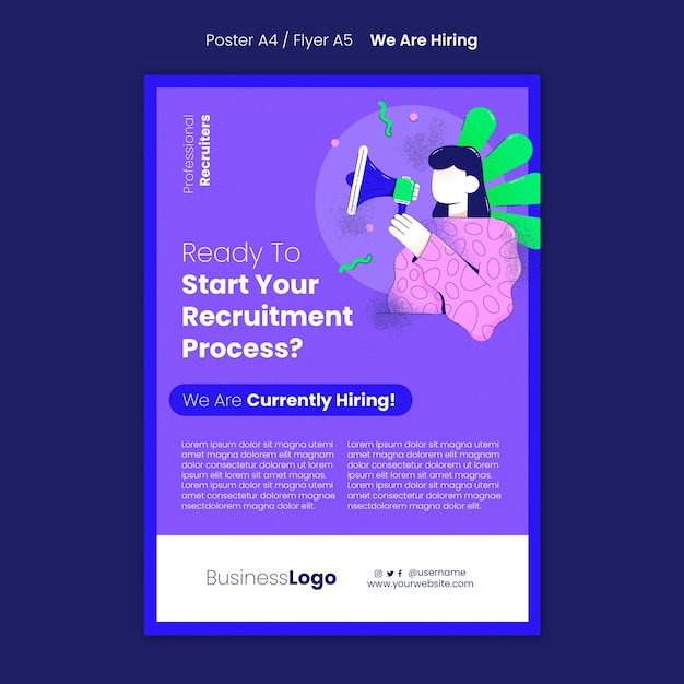 Flat design we are hiring template