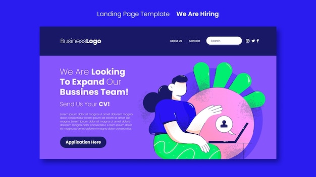 Free PSD flat design we are hiring template