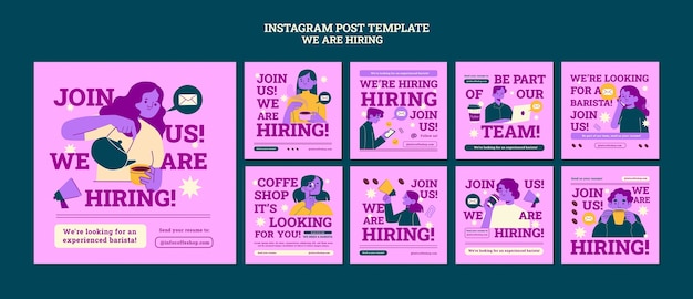 Free PSD flat design we are hiring template