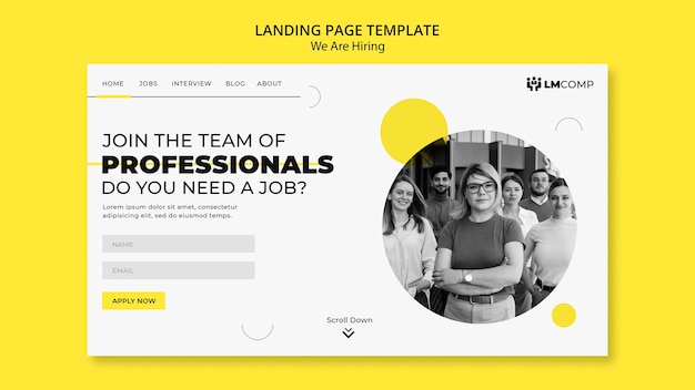 Free PSD flat design we are hiring template