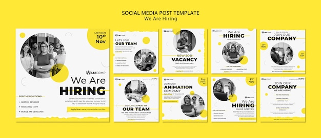 Free PSD flat design we are hiring template