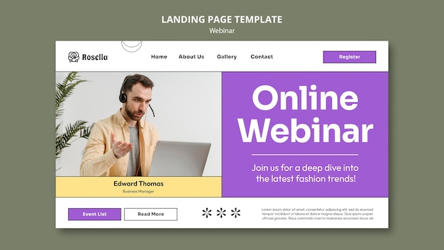 Free PSD flat design webinar template