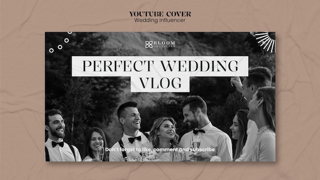 Free PSD flat design wedding influencer youtube cover