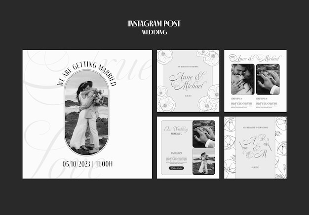 Free PSD flat design wedding template design