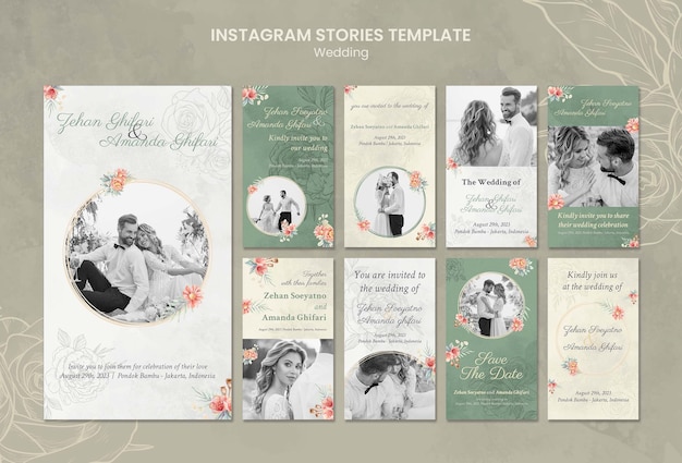 Free PSD flat design wedding template template