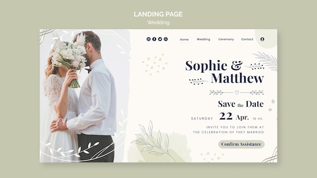 Flat design wedding template