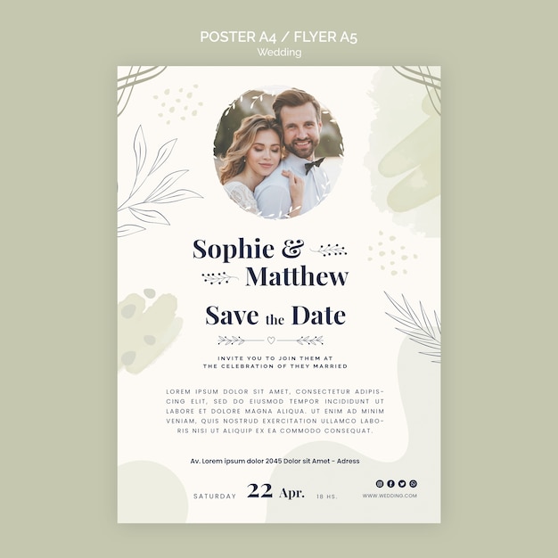 Flat design wedding template