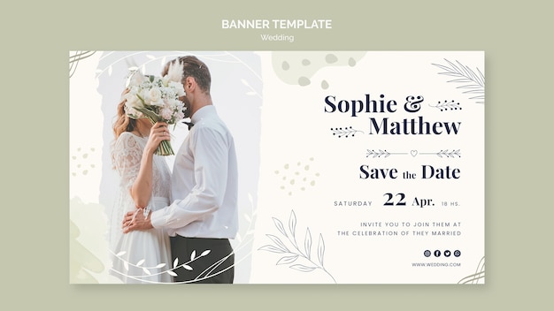 Free PSD flat design wedding template