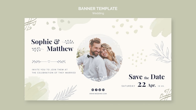 Free PSD flat design wedding template