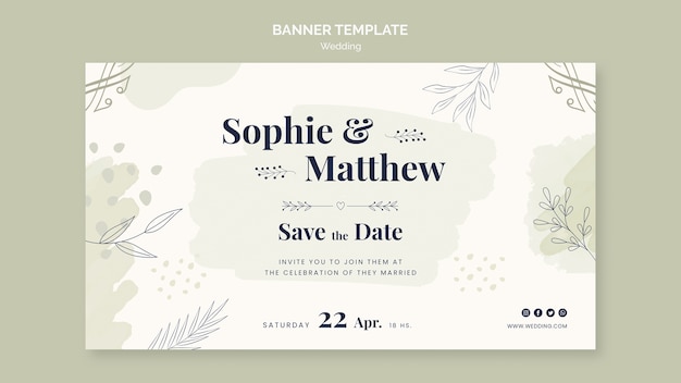 Free PSD flat design wedding template